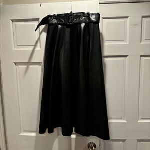 Zara sz M faux leather belted midi skirt